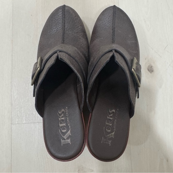 Korks by Kork Ease Mantha Women's 8 Brown Pebble Leather Heel Clog Buckle - Picture 4 of 15